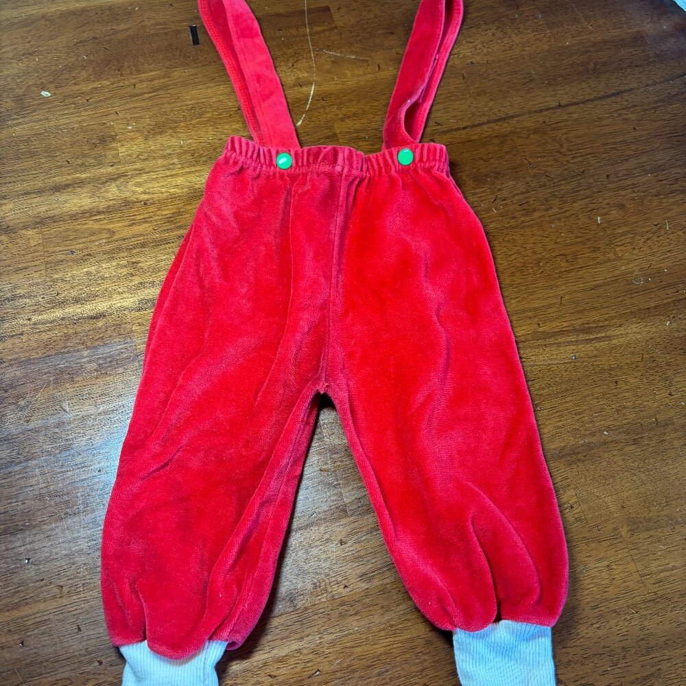 Vintage Red Baby Overalls - 12 Months